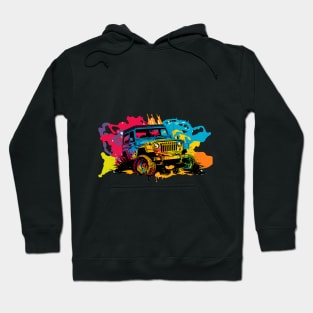 4x4 Jeep Wrangler Illustration for Jeep Lovers Hoodie